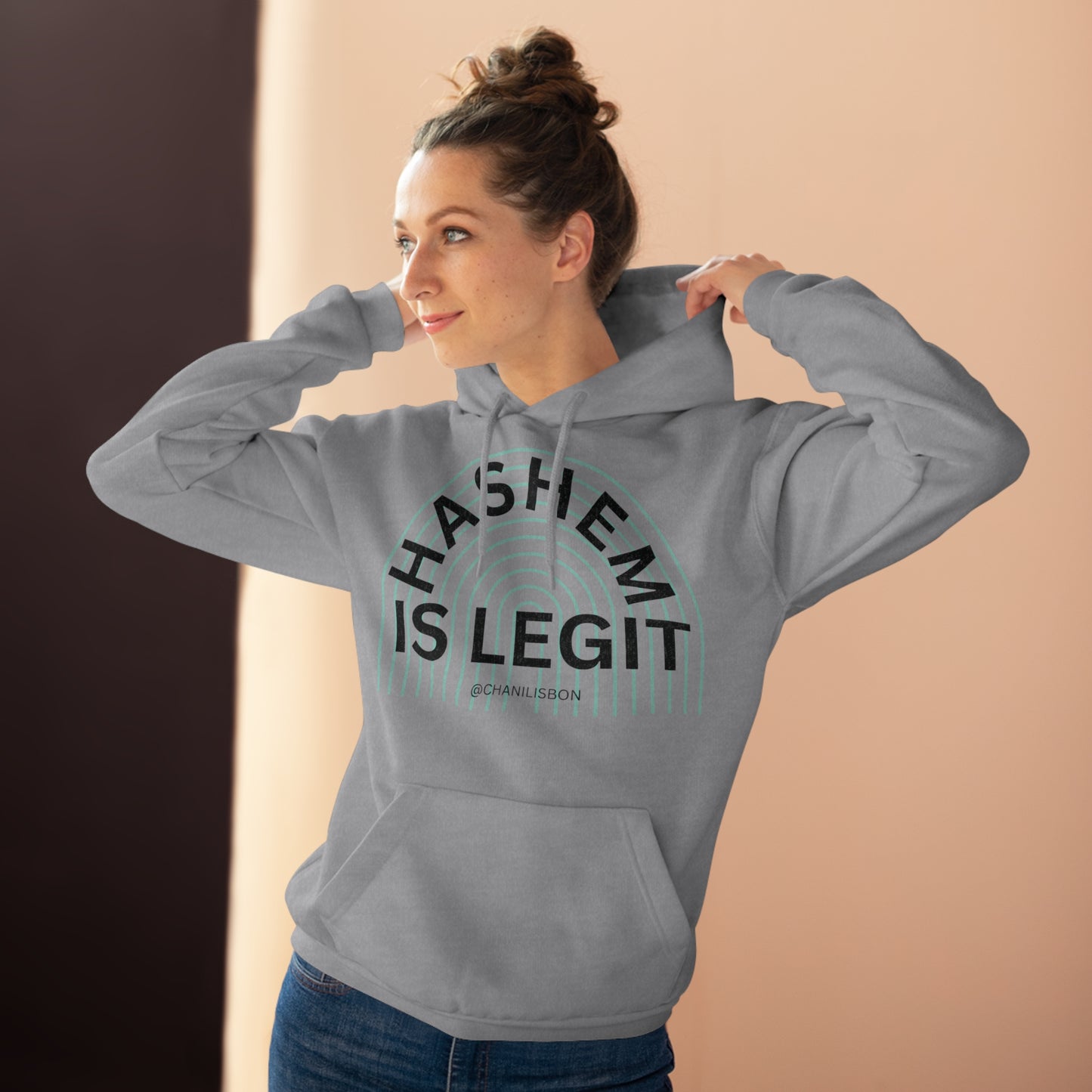 Chani Libson Hashem Is Legit Quote Teal Unisex Pullover Hoodie