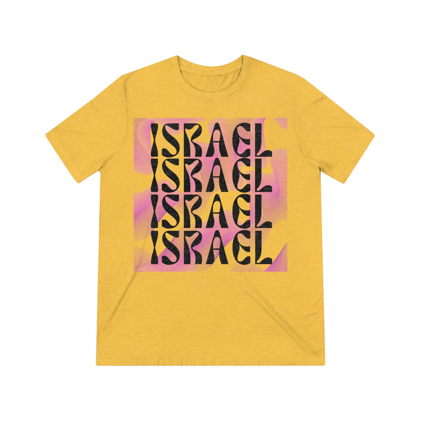 Flow & Squiggle Israel Pink & Coral Square Unisex Triblend Tee