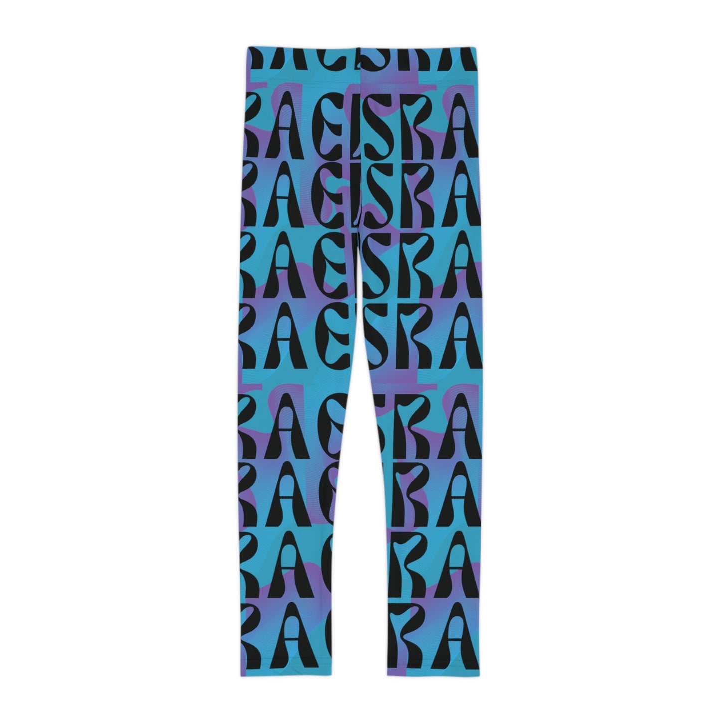 Flow & Squiggle Israel Indigo on Turquoise Kids Leggings