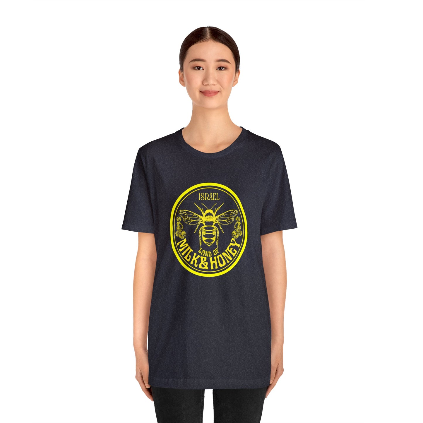 Israel Yellow Milk & Honey Badge Unisex Jersey Short Sleeve Tee