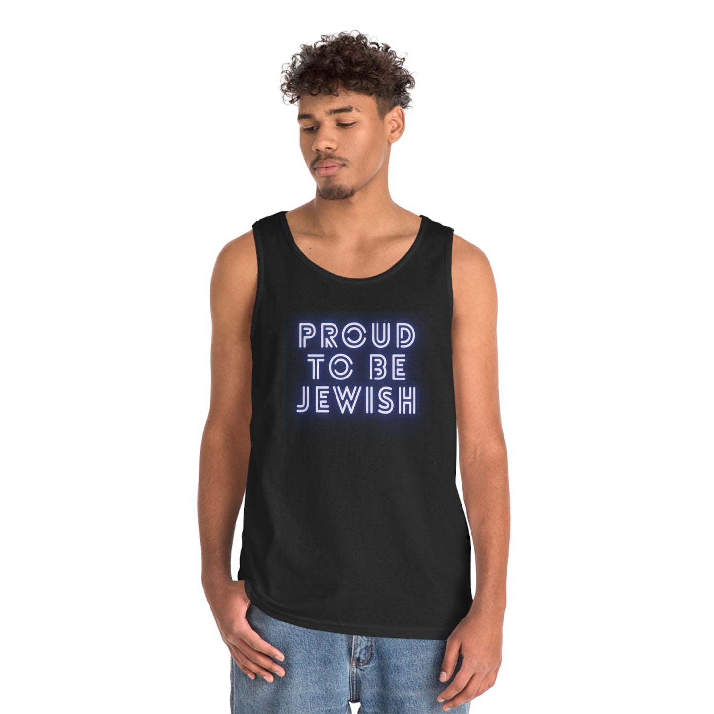 Proud To Be Jewish Blue & White Bubbles Unisex Heavy Cotton Tank Top