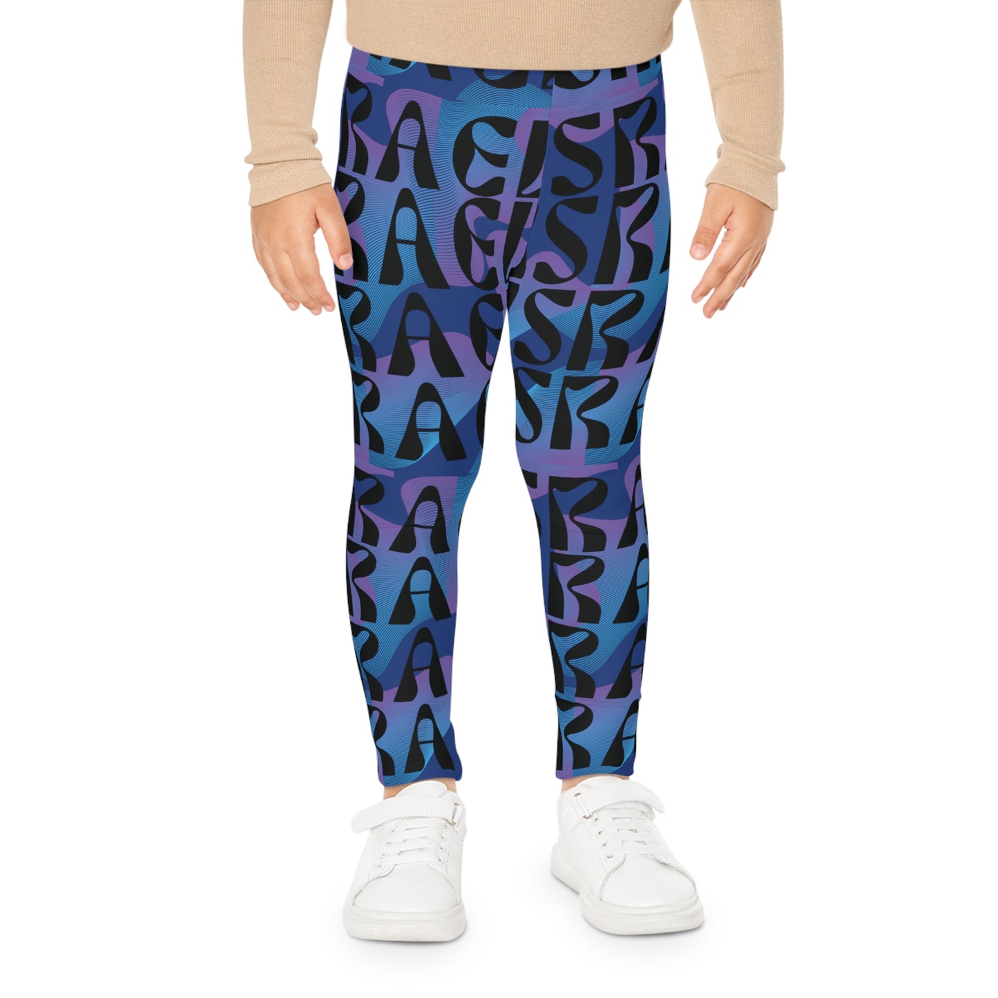 Flow & Squiggle Israel Indigo on Navy Kids Leggings