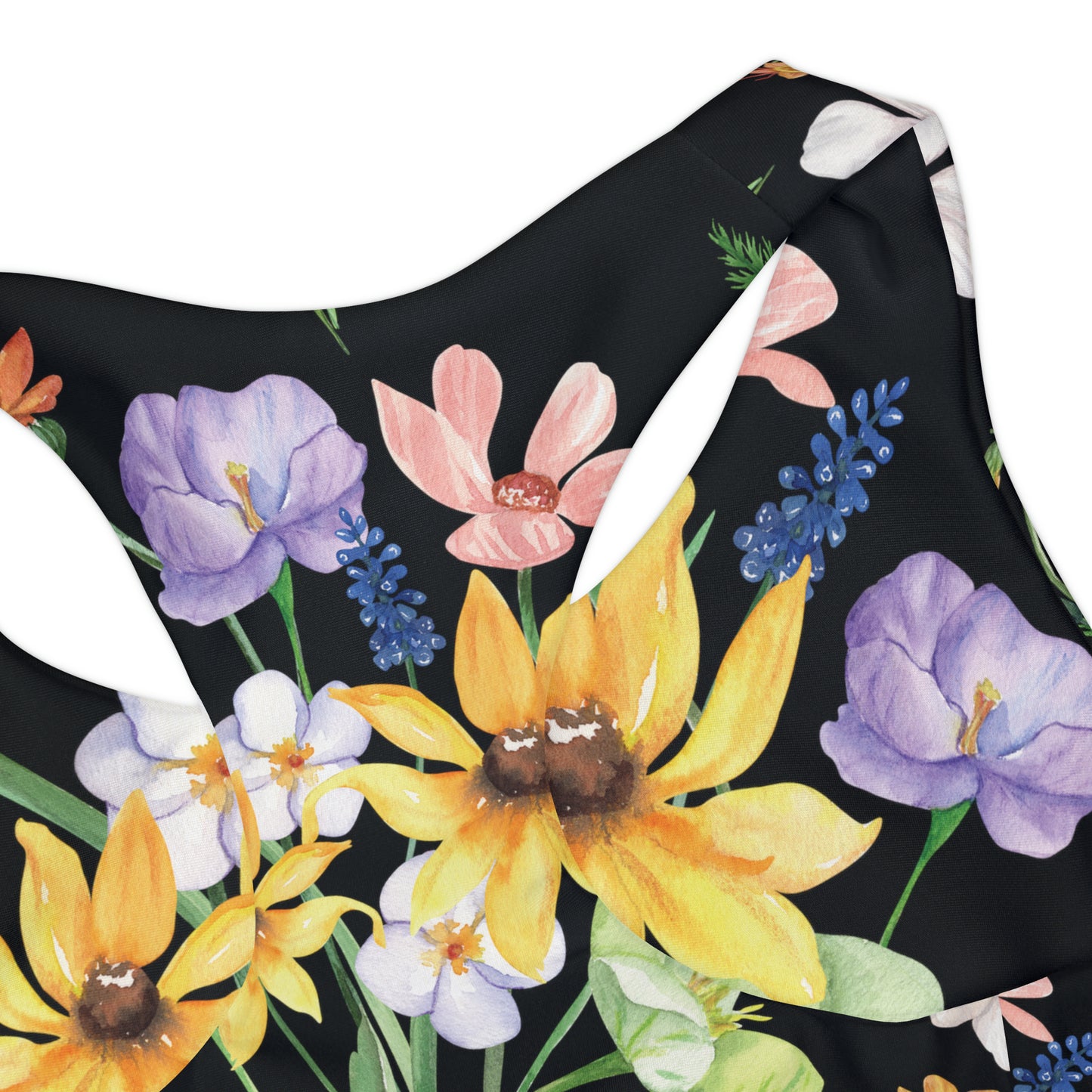 Yvonne Floral Pattern on Black Girls' Swimsuit Crop Top