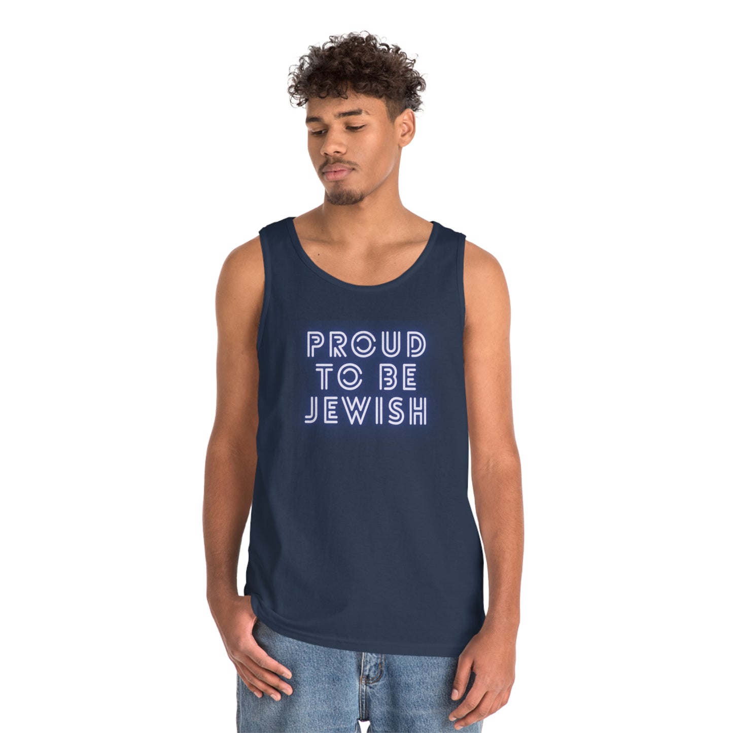 Proud To Be Jewish Blue & White Bubbles Unisex Heavy Cotton Tank Top