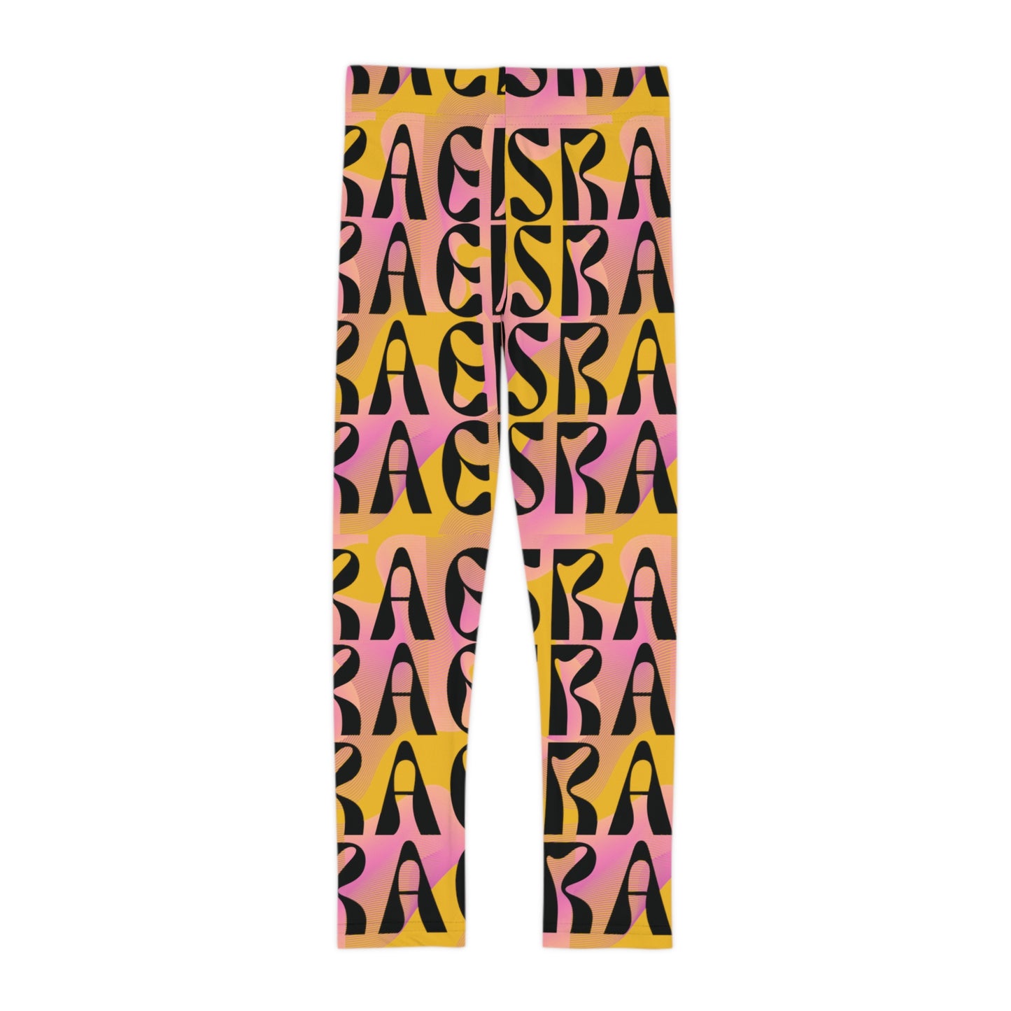 Flow & Squiggle Israel Pink & Coral on Yellow Kids Leggings