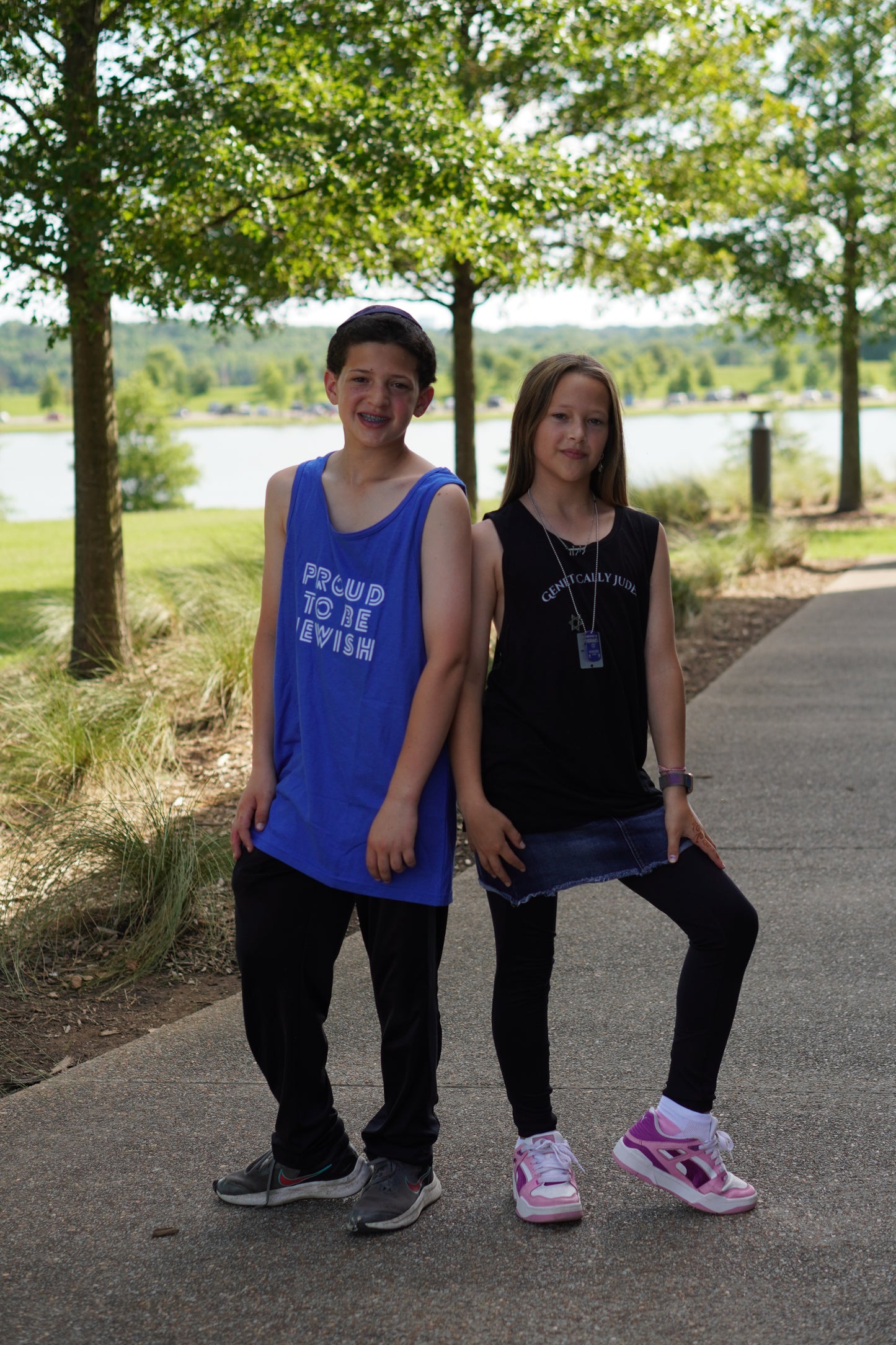 Proud To Be Jewish Blue & White Bubbles Unisex Heavy Cotton Tank Top