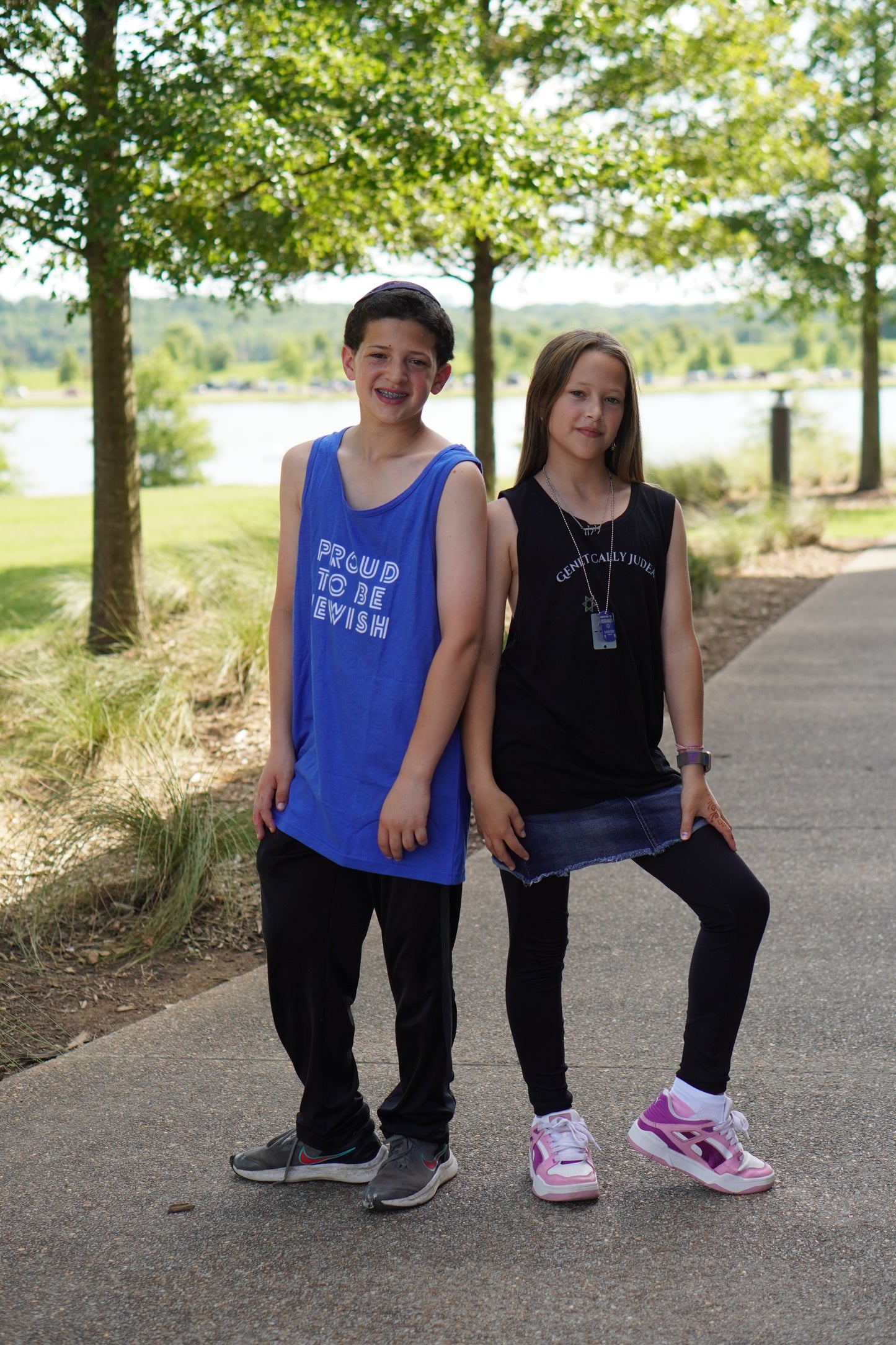 Proud To Be Jewish Blue & White Bubbles Unisex Heavy Cotton Tank Top