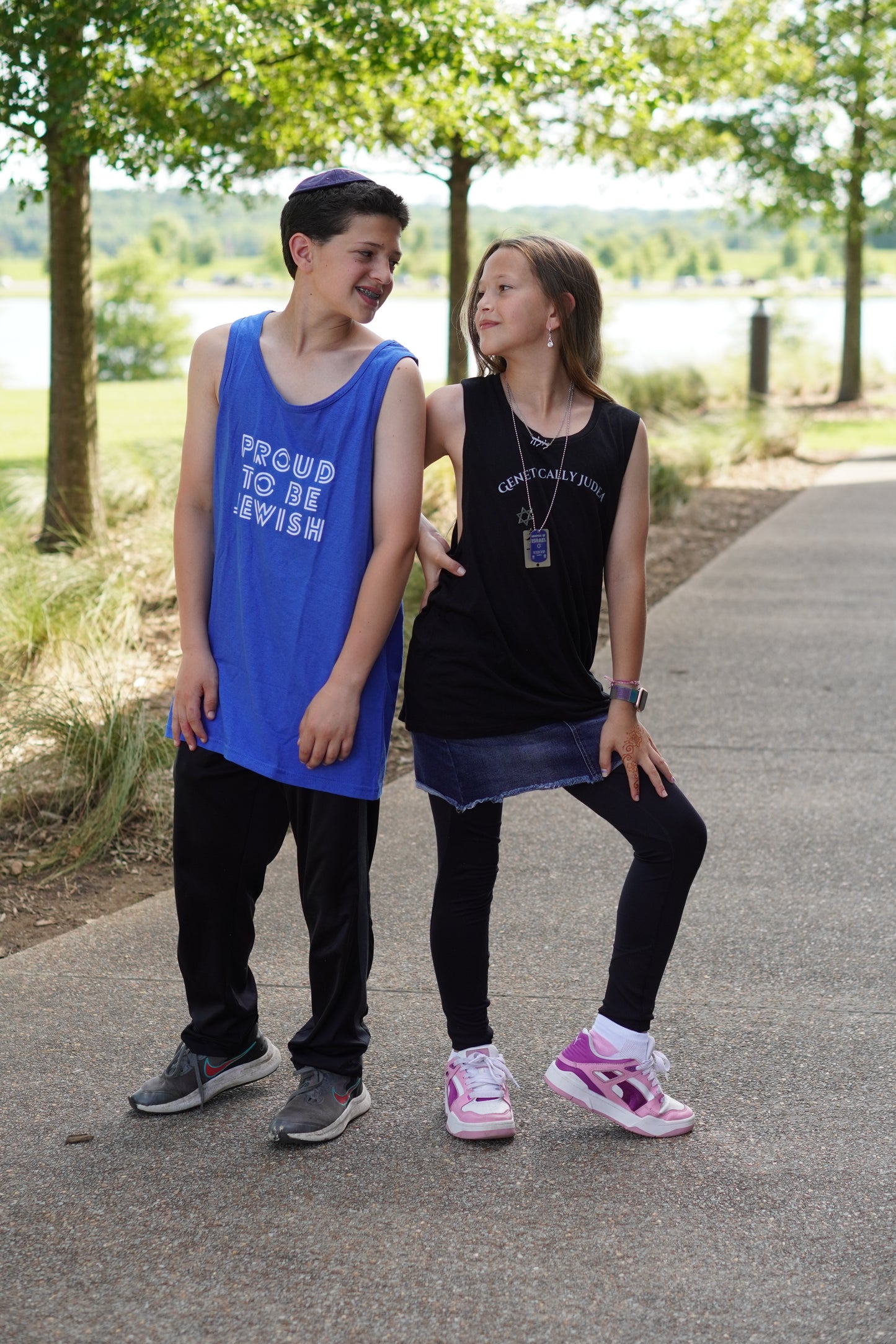 Proud To Be Jewish Blue & White Bubbles Unisex Heavy Cotton Tank Top