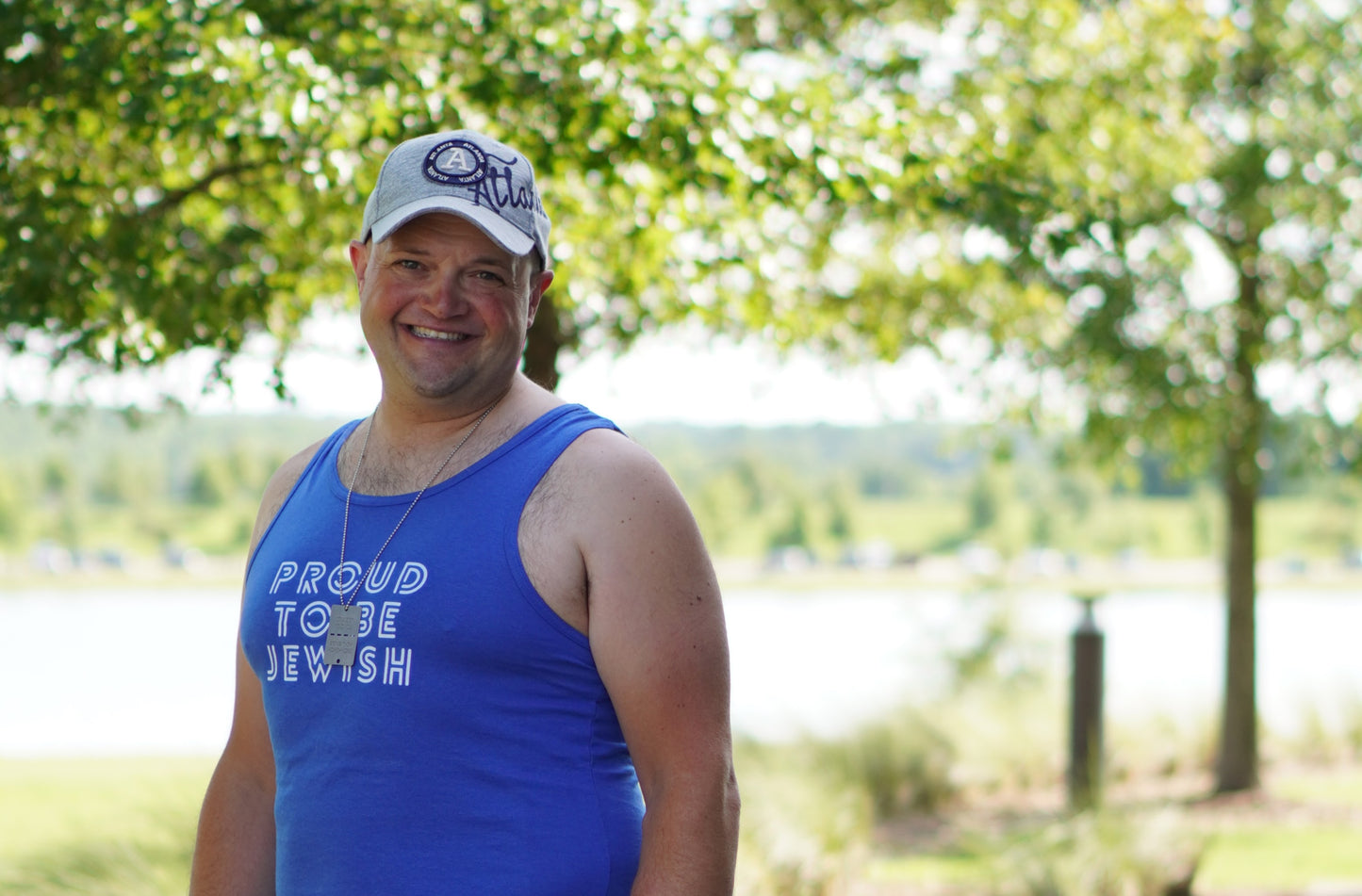 Proud To Be Jewish Blue & White Bubbles Unisex Heavy Cotton Tank Top