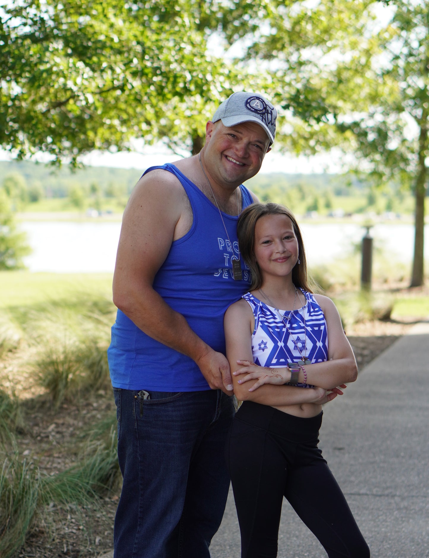 Proud To Be Jewish Blue & White Bubbles Unisex Heavy Cotton Tank Top