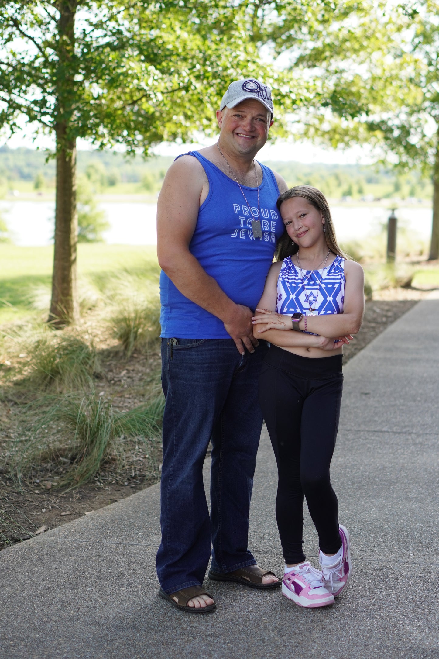 Proud To Be Jewish Blue & White Bubbles Unisex Heavy Cotton Tank Top