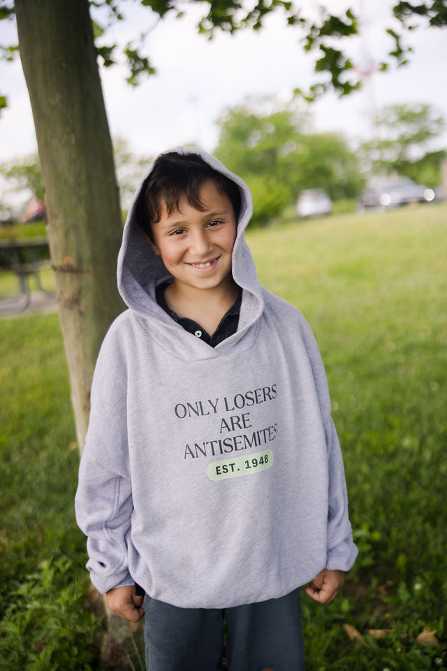 Only Losers Are Antisemites 1948 Green Women's Cinched Bottom Hoodie