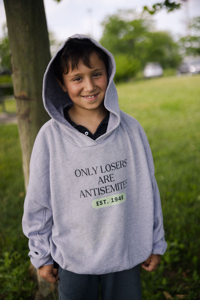 Only Losers Are Antisemites 1948 Green Women's Cinched Bottom Hoodie