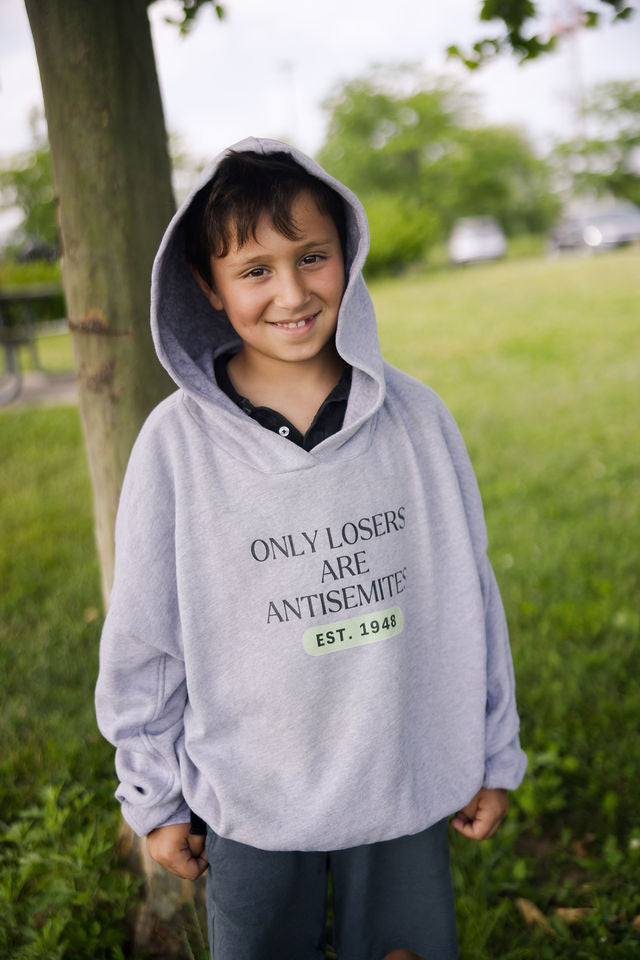 Only Losers Are Antisemites 1948 Green Women's Cinched Bottom Hoodie