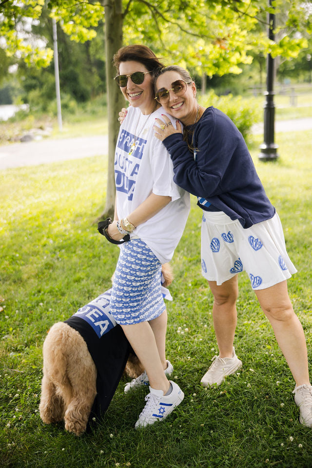 Ilana Blue Israel Heart on White Women's Skater Skirt