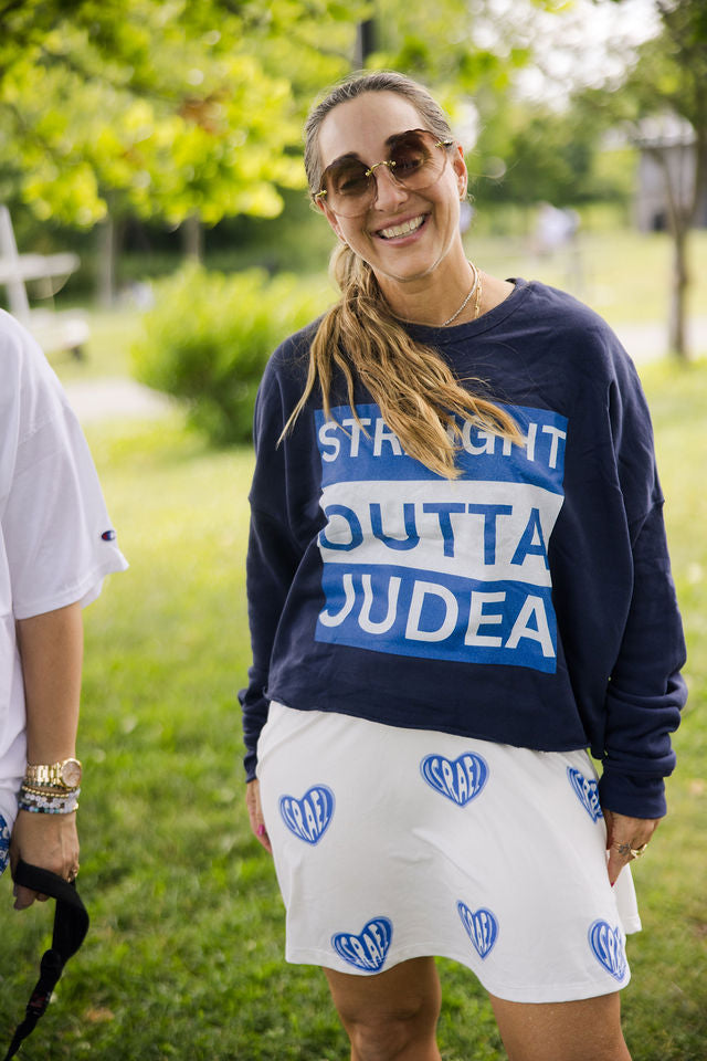 Ilana Blue Israel Heart on White Women's Skater Skirt