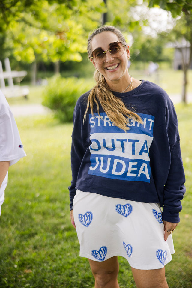 Ilana Blue Israel Heart on White Women's Skater Skirt