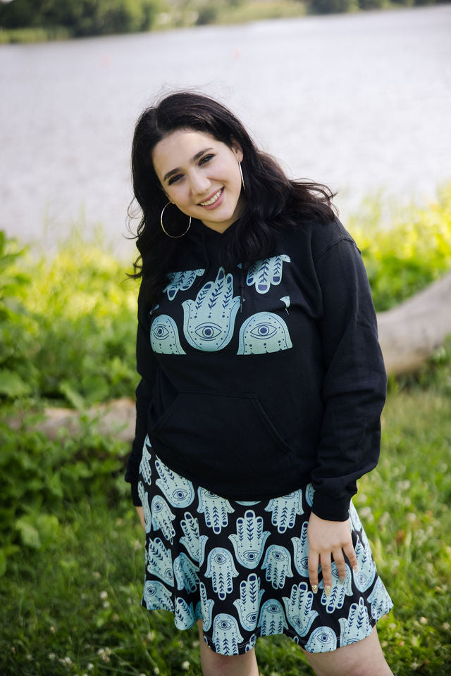 Hannah Bright Turquoise Hamsa Design Unisex Heavy Blend™ Hooded Sweatshirt