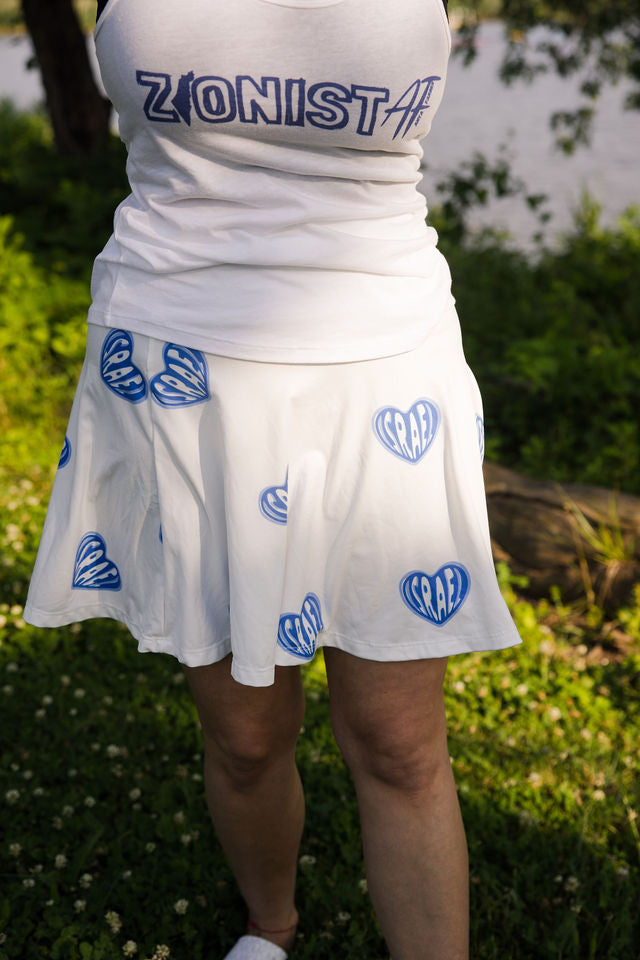 Ilana Blue Israel Heart on White Women's Skater Skirt