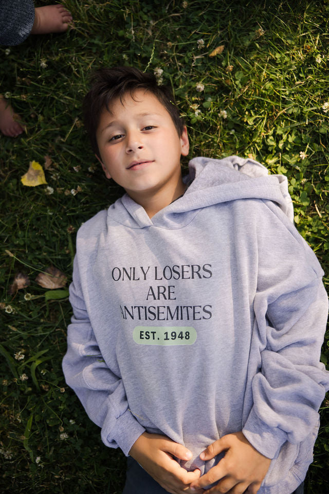 Only Losers Are Antisemites 1948 Green Women's Cinched Bottom Hoodie