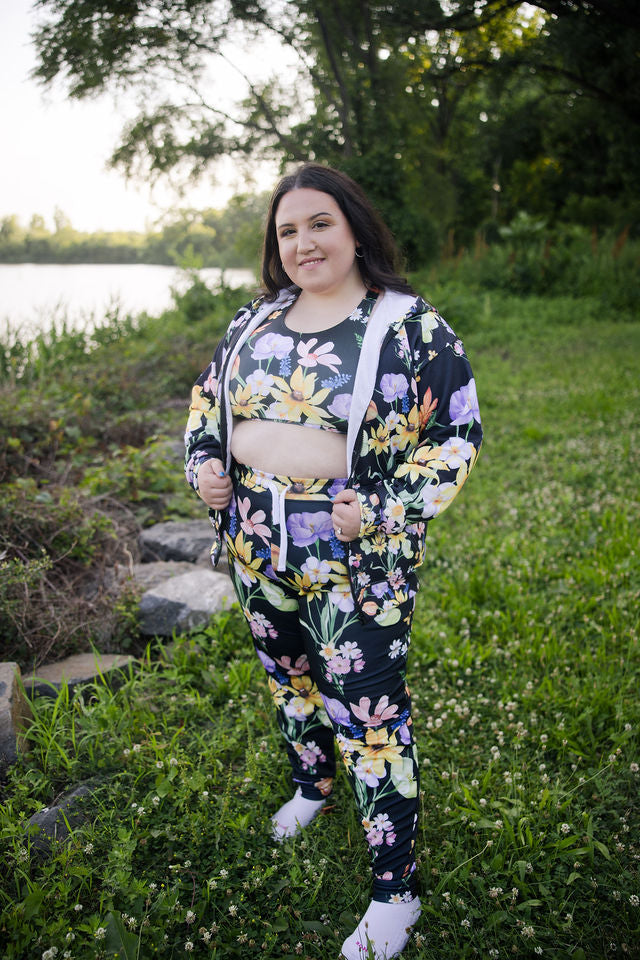 Yvonne Floral Pattern on Black Athletic Joggers