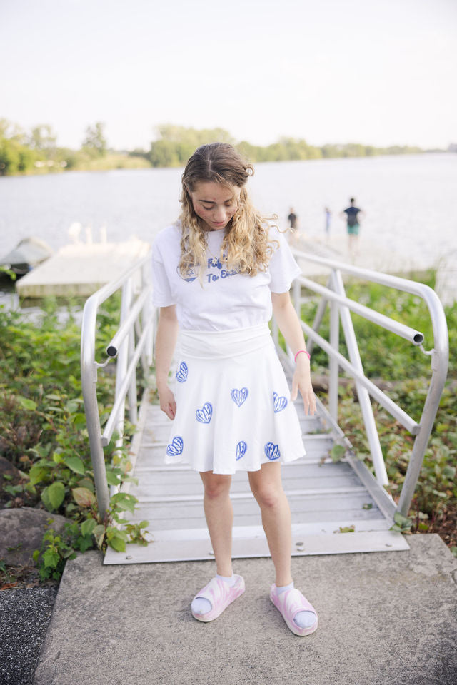 Ilana Blue Israel Heart on White Women's Skater Skirt