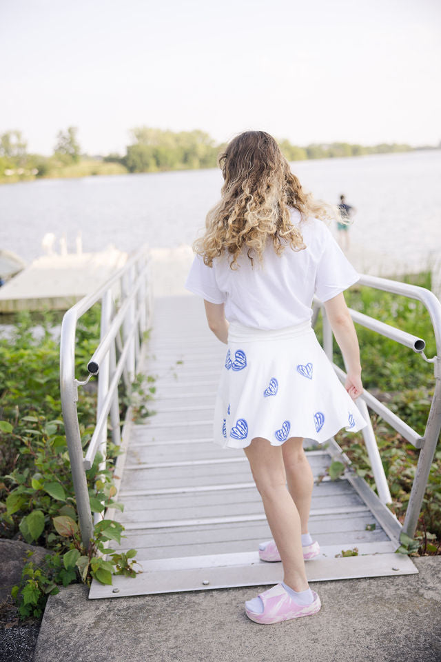 Ilana Blue Israel Heart on White Women's Skater Skirt