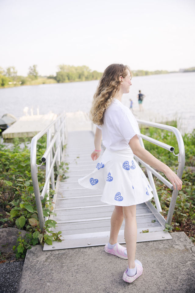 Ilana Blue Israel Heart on White Women's Skater Skirt