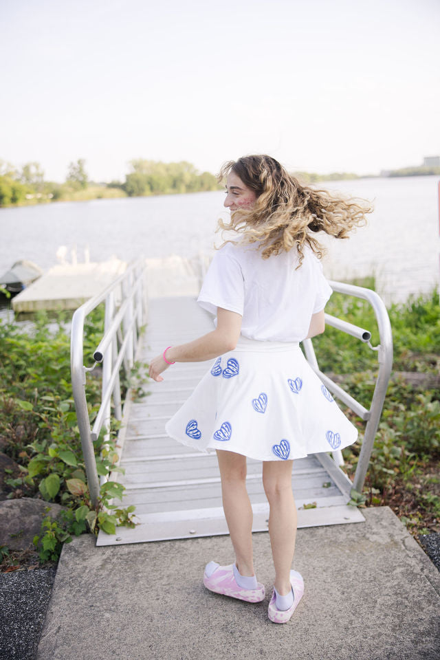 Ilana Blue Israel Heart on White Women's Skater Skirt