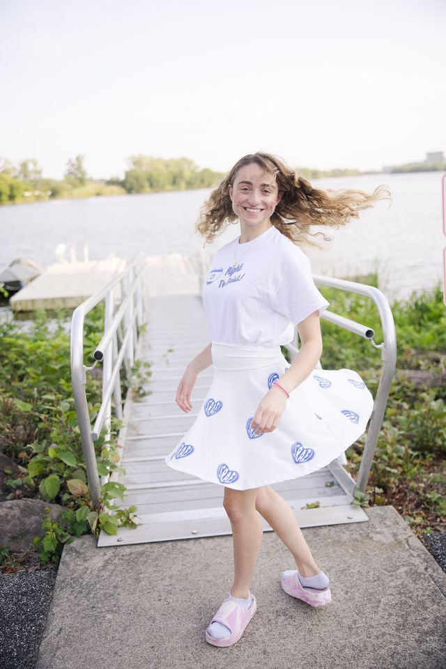 Ilana Blue Israel Heart on White Women's Skater Skirt