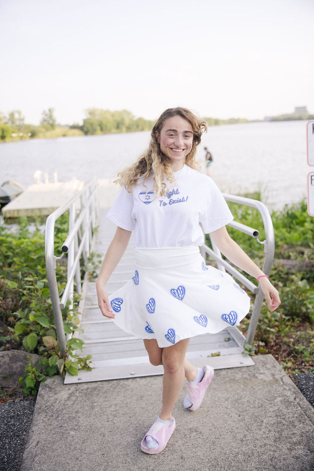 Ilana Blue Israel Heart on White Women's Skater Skirt