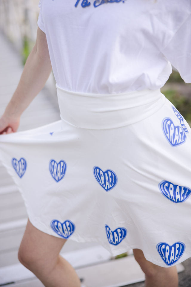 Ilana Blue Israel Heart on White Women's Skater Skirt