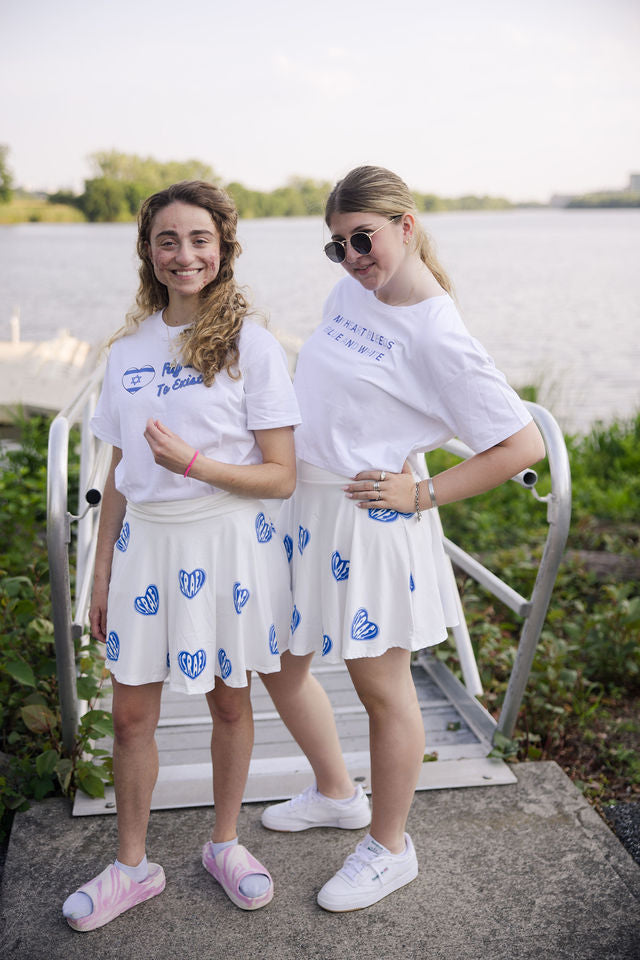 Ilana Blue Israel Heart on White Women's Skater Skirt