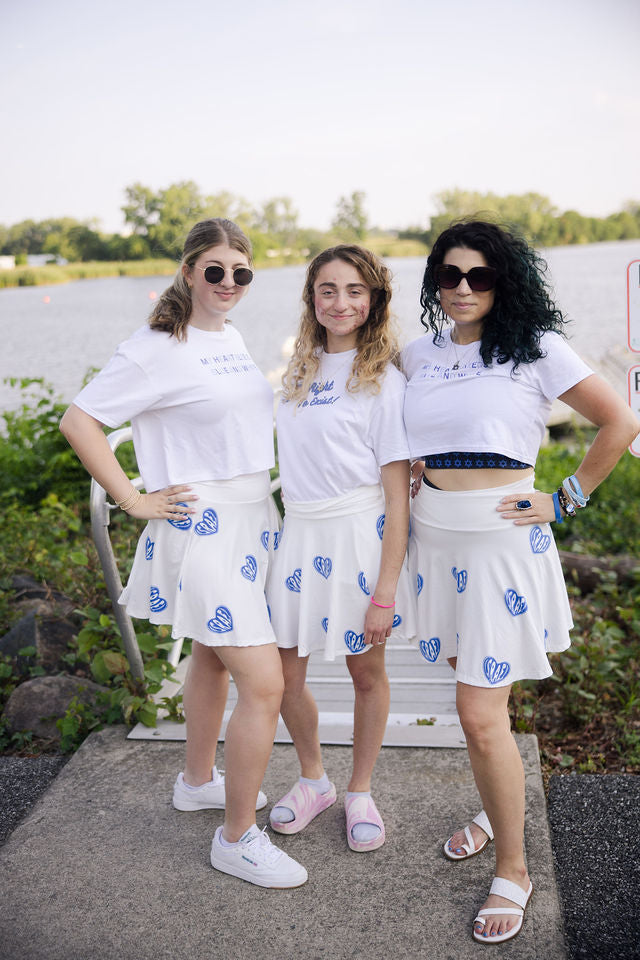 Ilana Blue Israel Heart on White Women's Skater Skirt