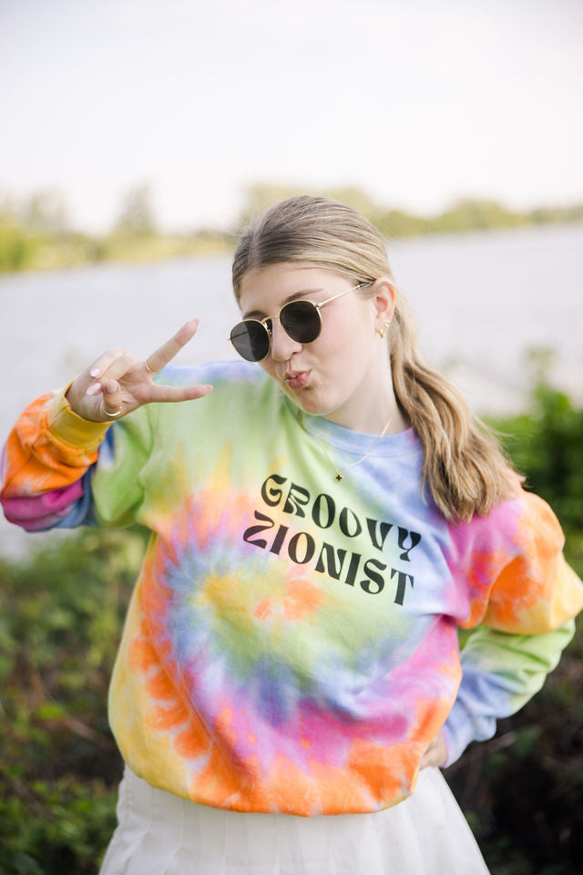 Groovy Zionist Unisex Tie-Dye Sweatshirt