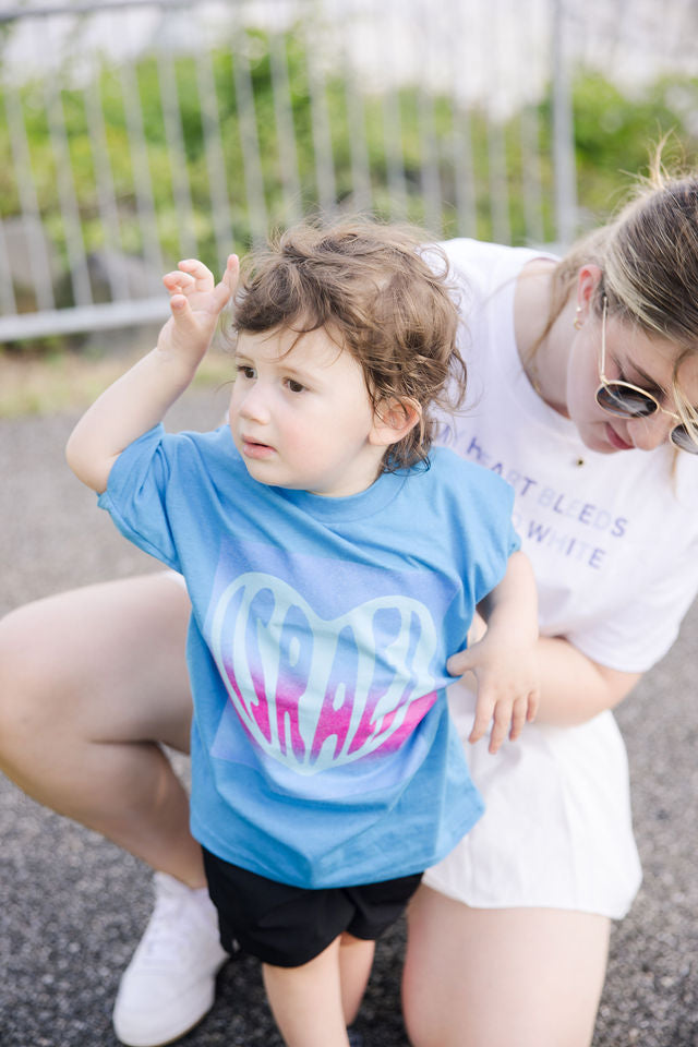 Joseph Israel Heart Teal & Pink Square Kids Heavy Cotton™ Tee