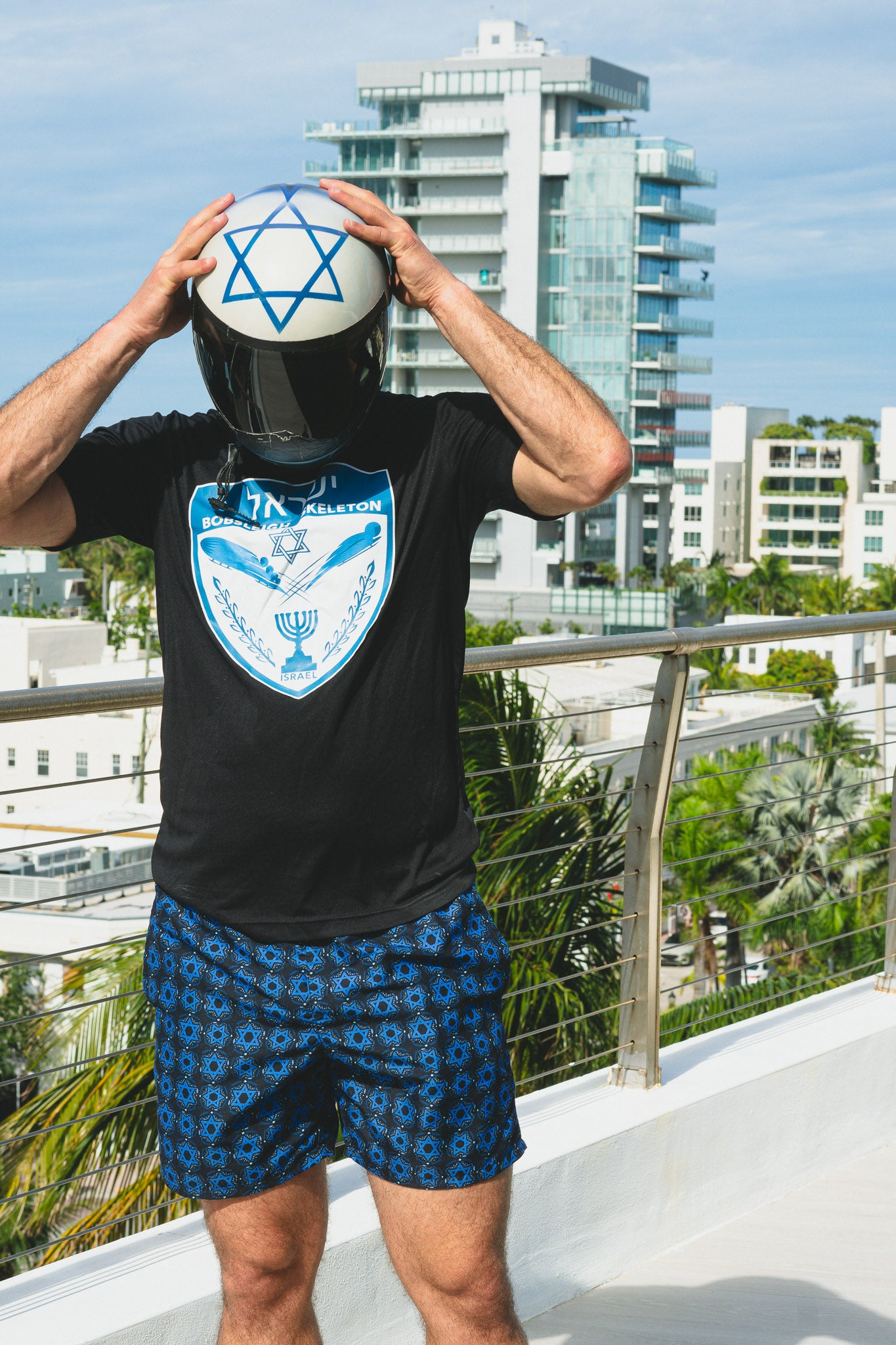 Yechiel Black Star Swim Trunks