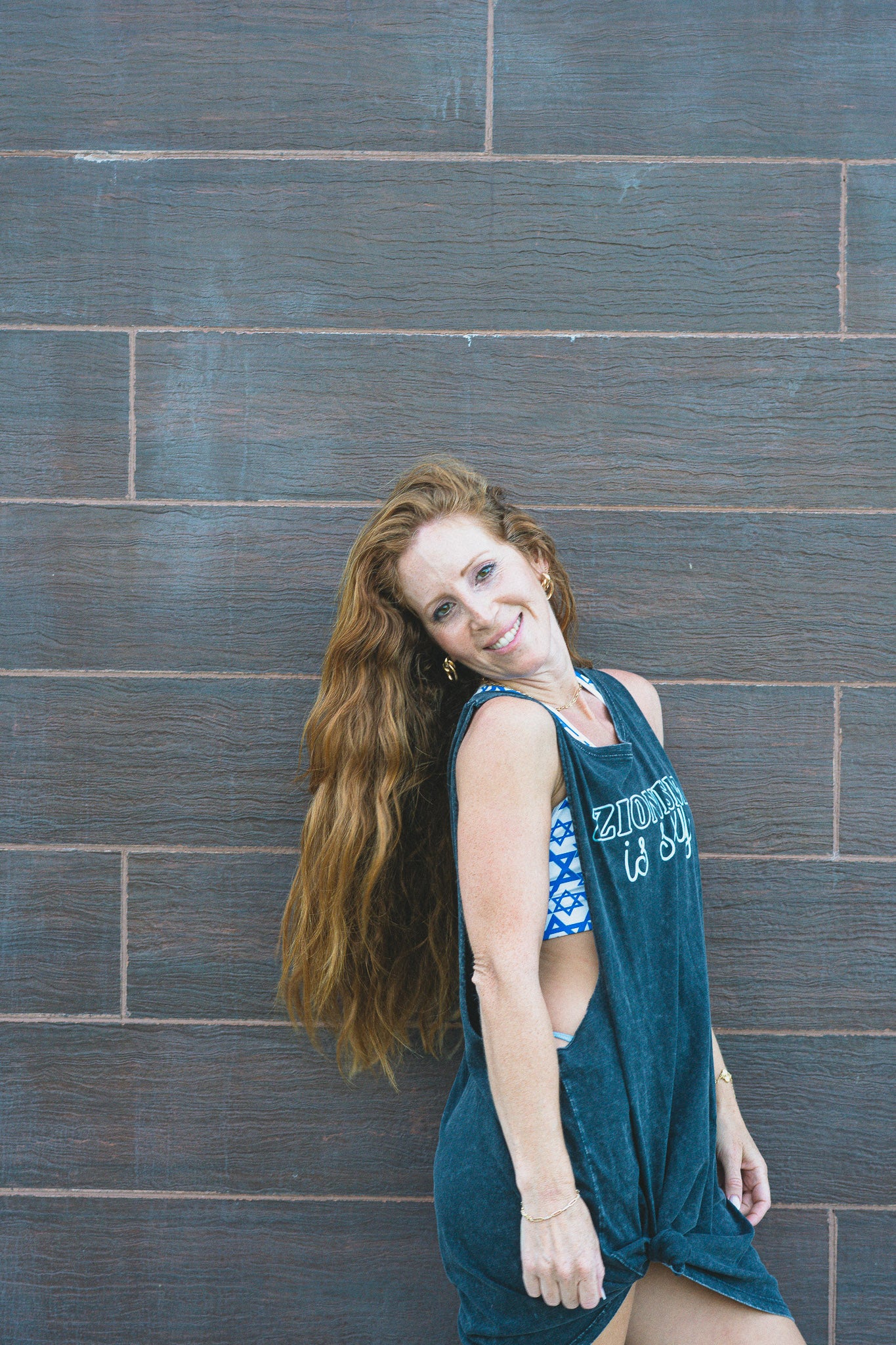 Zionism Is Sexyyy Teal Unisex Stonewash Tank Top