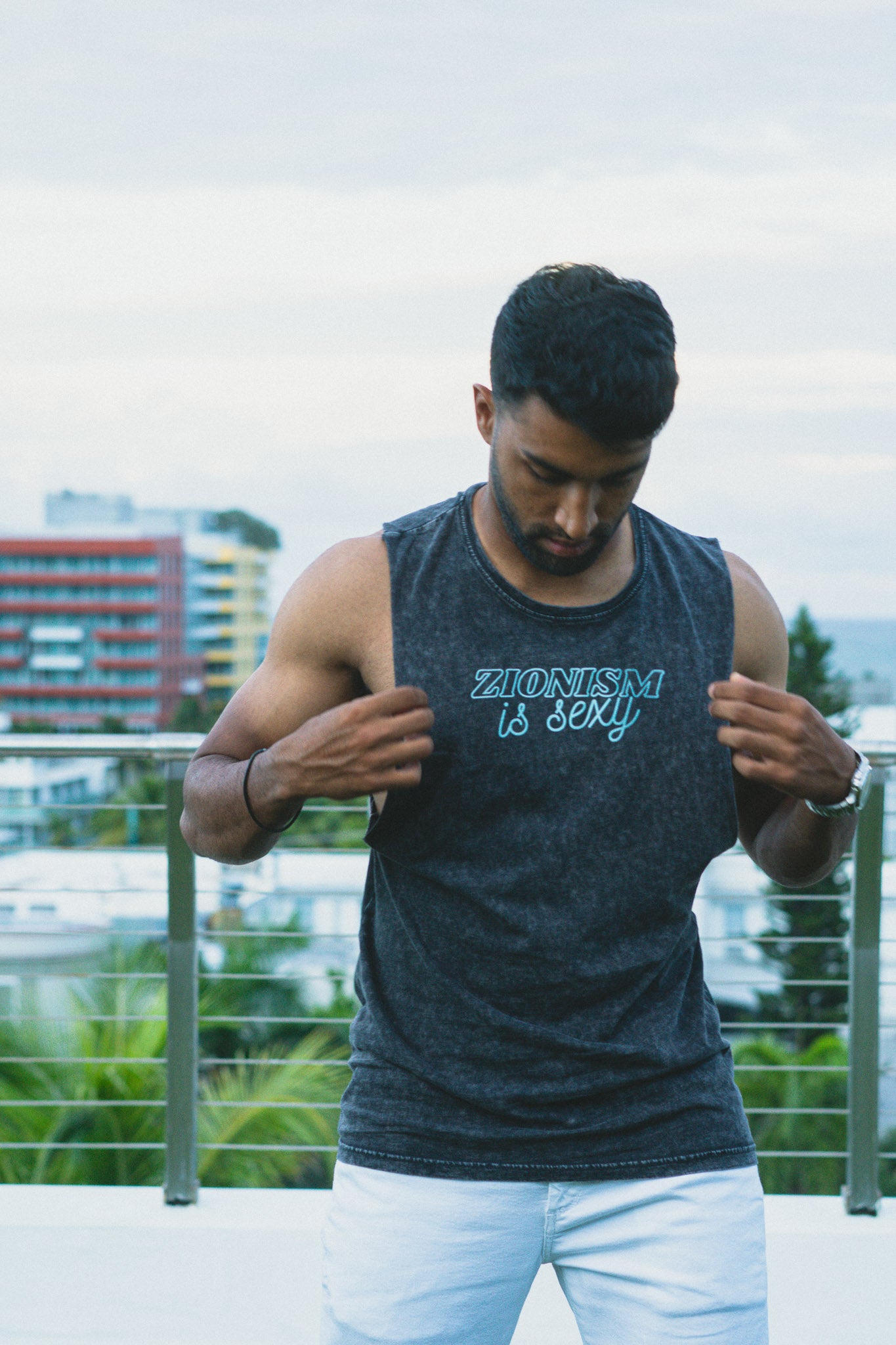 Zionism Is Sexyyy Teal Unisex Stonewash Tank Top