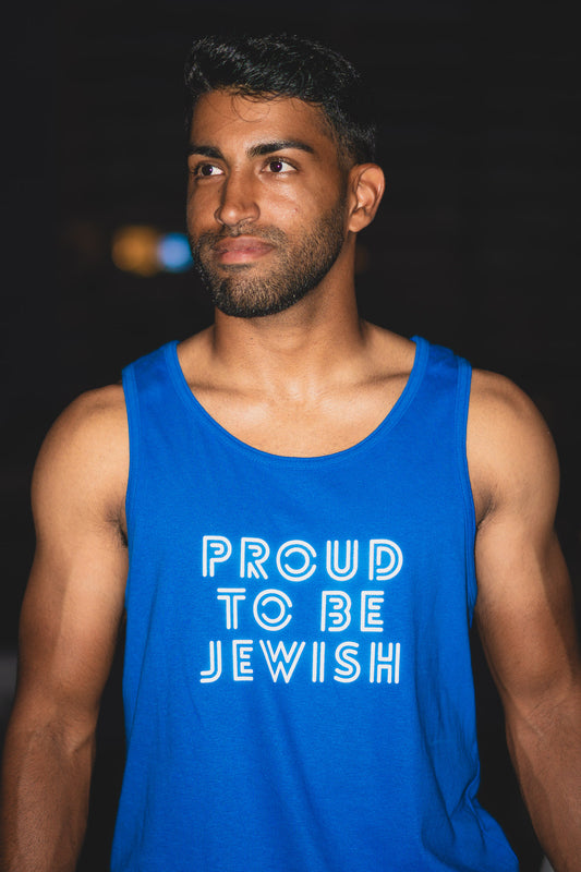 Proud To Be Jewish Blue & White Bubbles Unisex Heavy Cotton Tank Top