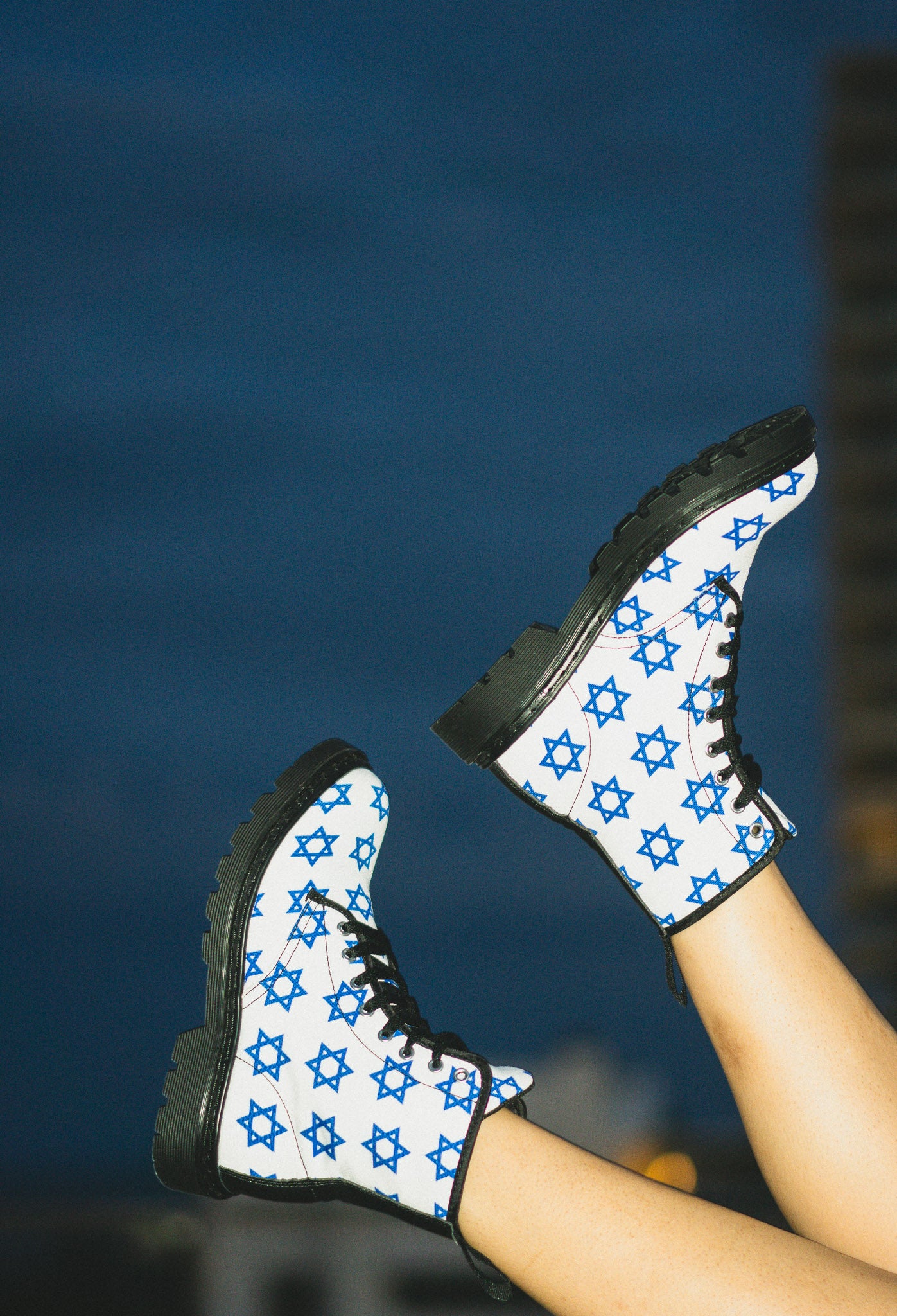 Classic Jewish Stars on White Women's Canvas Boots