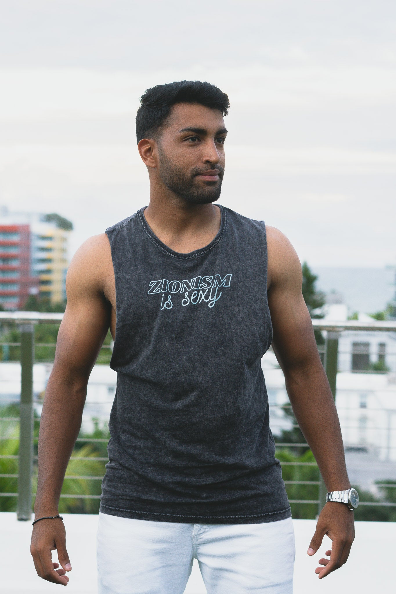 Zionism Is Sexyyy Teal Unisex Stonewash Tank Top