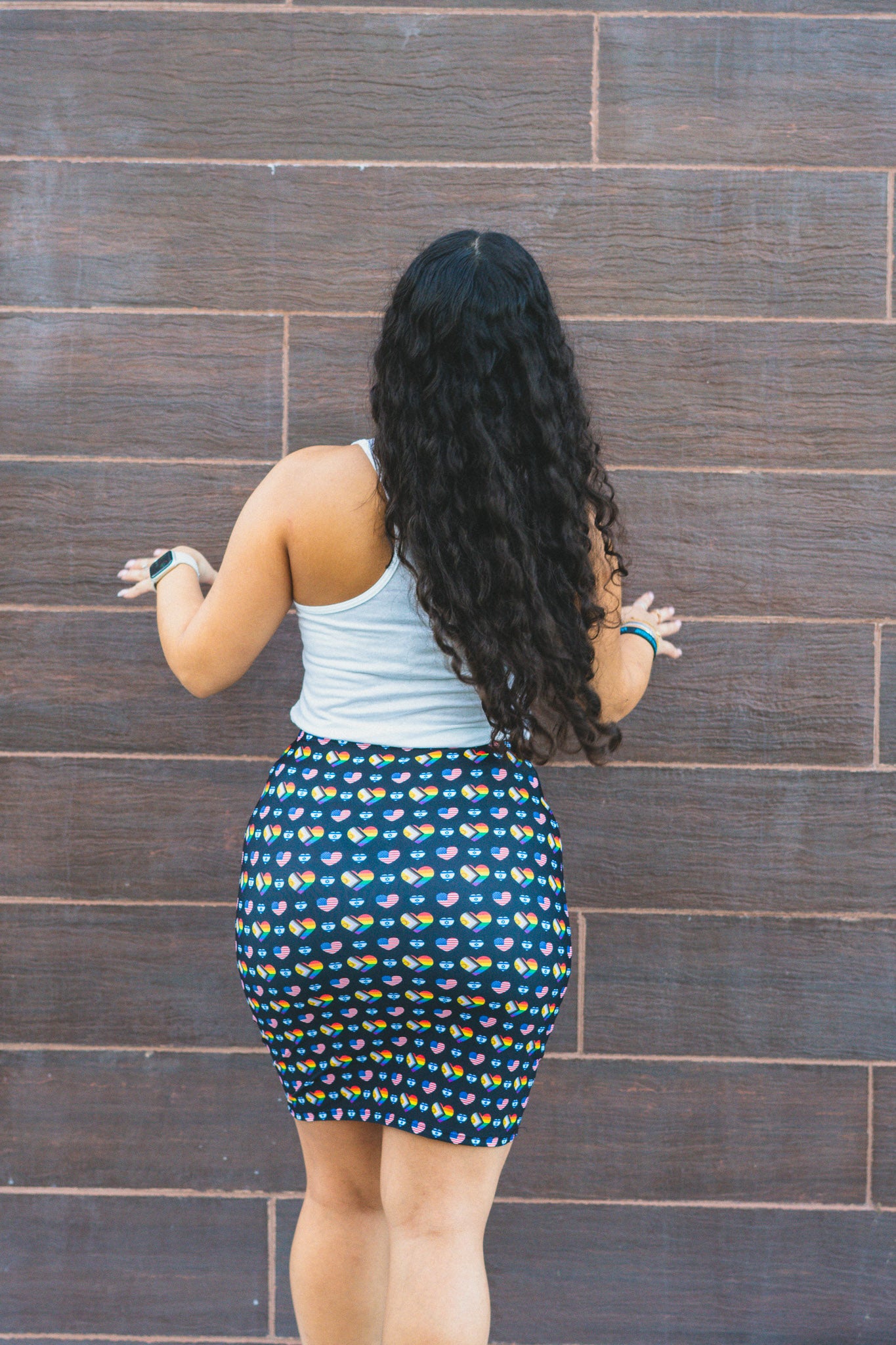 LGBTQIA, USA, ISRAEL PRIDE Pattern Mid-Waist Pencil Skirt