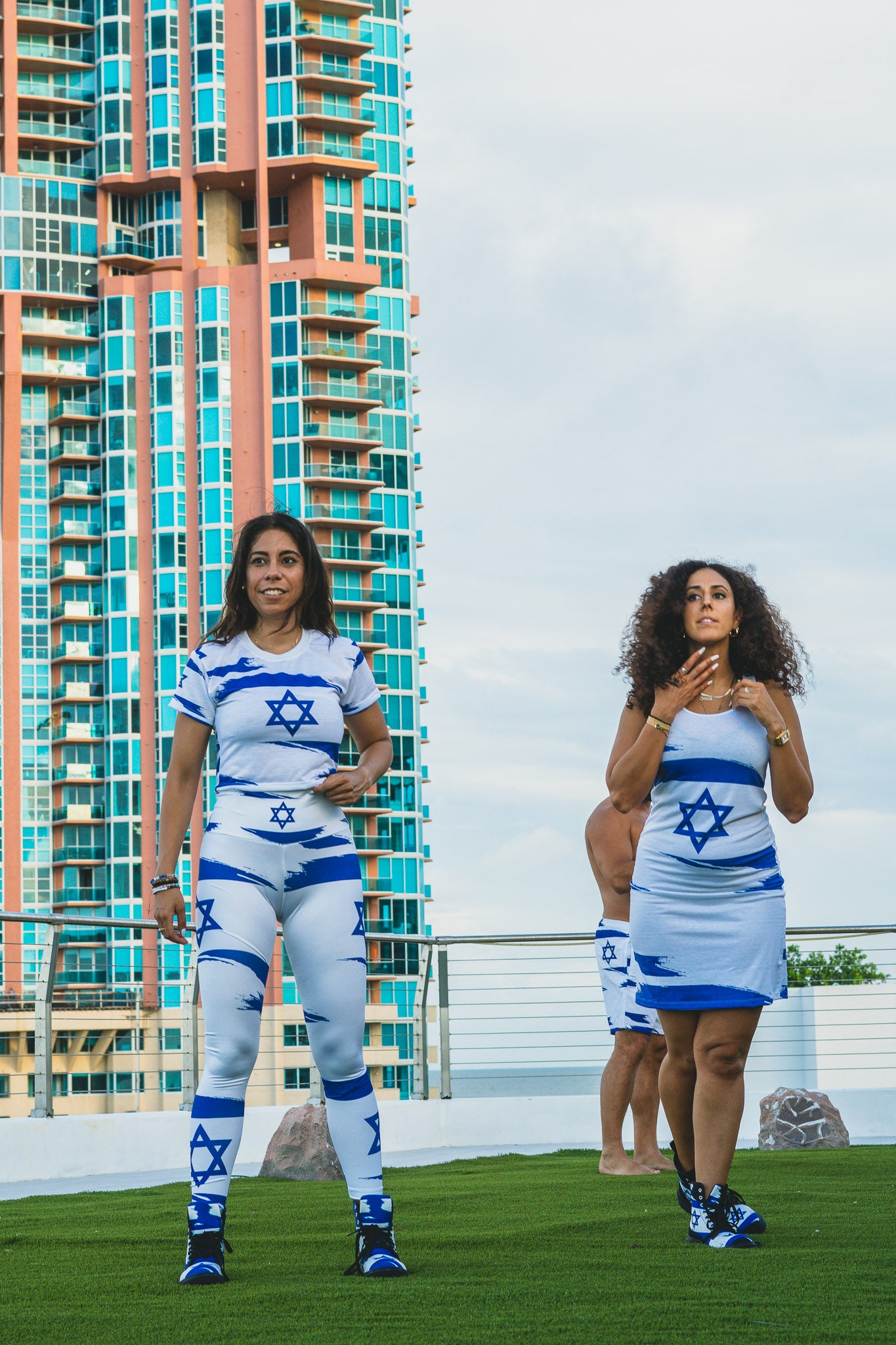 Ilay Larger Israel Flag Large Patten on White Women's Racerback Dress