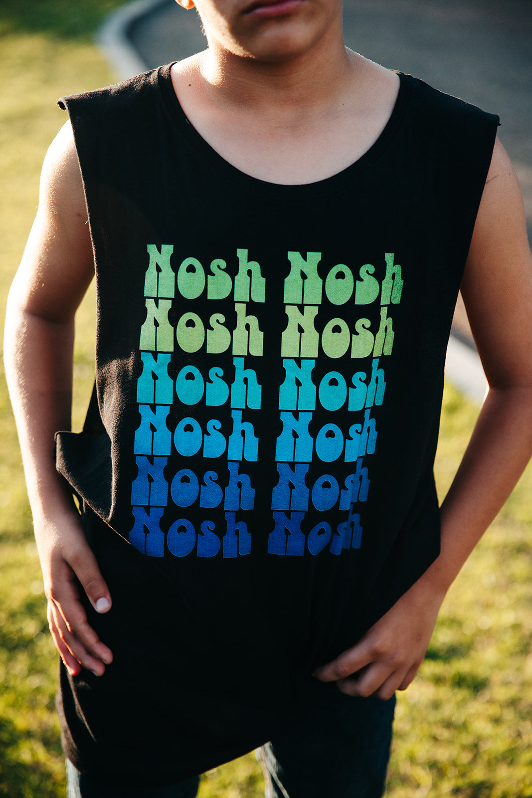 Nosh Nosh Green To Blue Unisex Barnard Tank