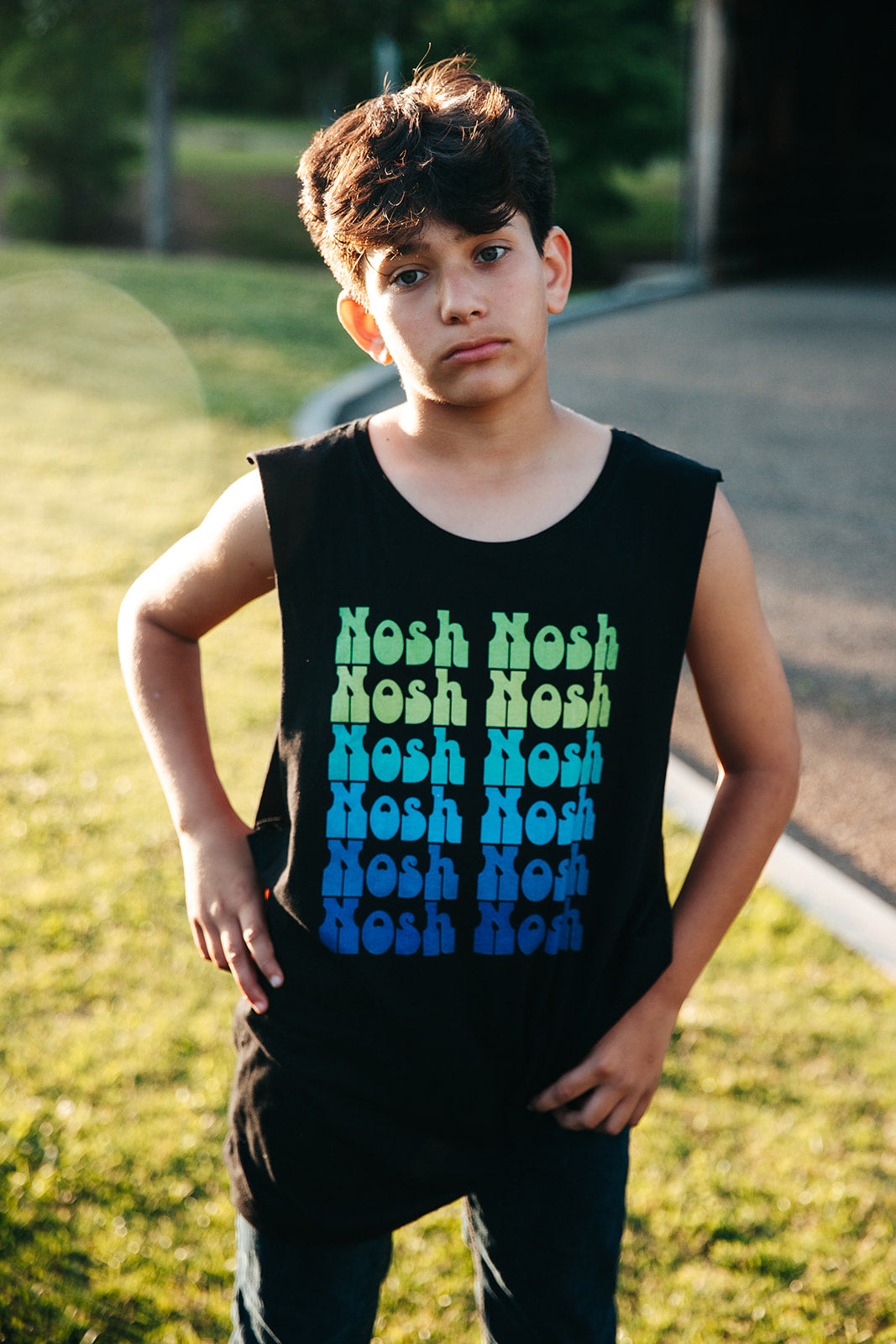 Nosh Nosh Green To Blue Unisex Barnard Tank