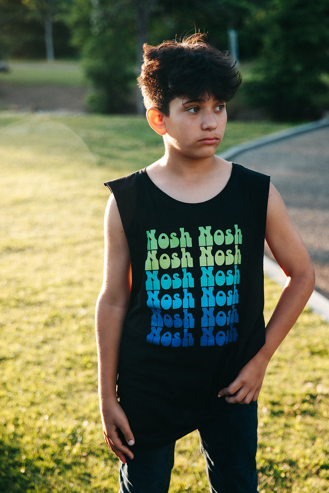 Nosh Nosh Green To Blue Unisex Barnard Tank