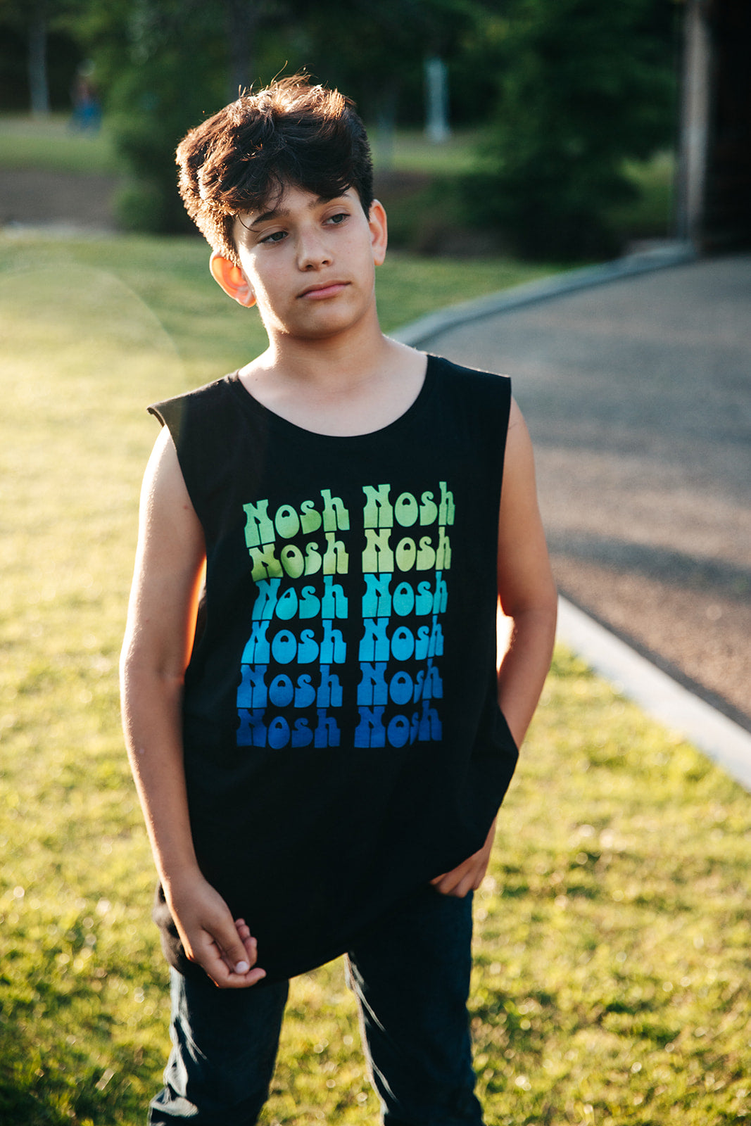 Nosh Nosh Green To Blue Unisex Barnard Tank