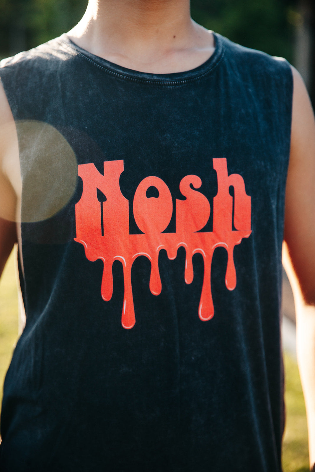 Red Dripping Nosh Unisex Stonewash Tank Top