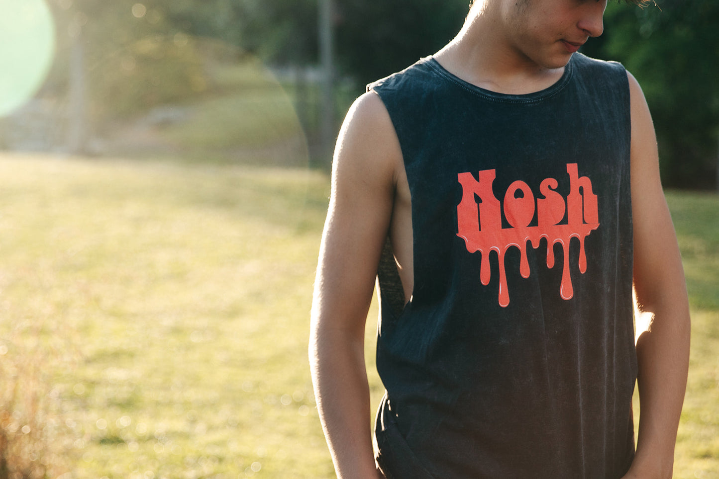 Red Dripping Nosh Unisex Stonewash Tank Top